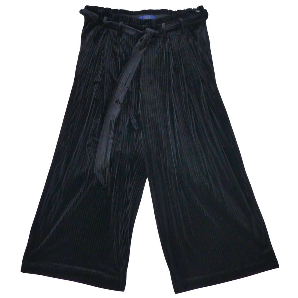 Rachel Roy Paperback Velvet illusion Pants Tie Side Zip Wide Leg Black Crop OX